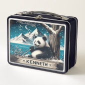 パンダの静かなスポット：竹喜び メタルランチボックス (正面)