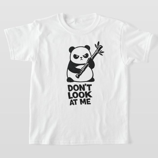 パンダの面白Tシャツ「見ないで」キッズ用 Tシャツ (レイダウン)
