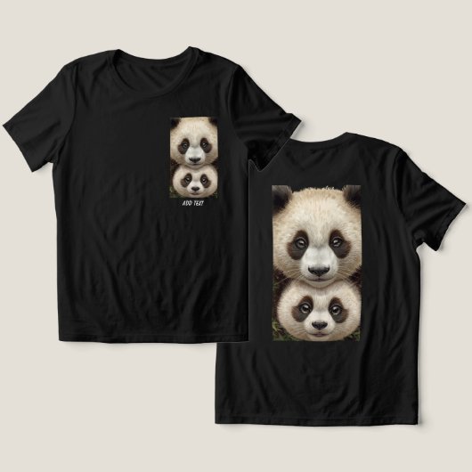 パンダの顔の親子 トライブレンドTシャツ (デザイン正面&裏面)