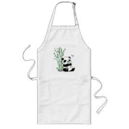パンダの食べ物のタケ ロングエプロン