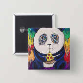 パンダの食べ物ピザ 缶バッジ (正面&裏面)