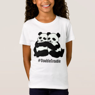 パンダのHashtagの対の女の子のBellaのワイシャツ Tシャツ