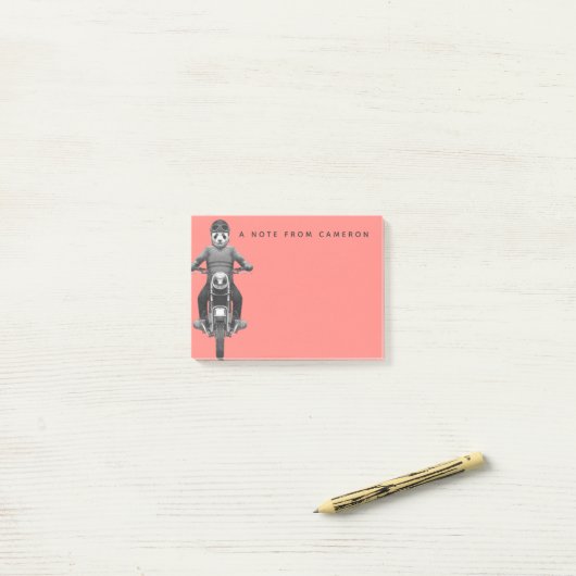 パンダのMotorcyleのライダーは|あなたの名前を加えます ポストイット (デスク上)