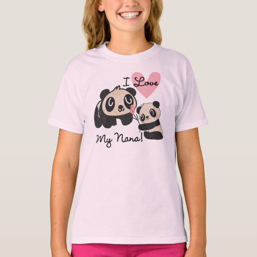 パンダはI私のナナを愛します Tシャツ (正面)