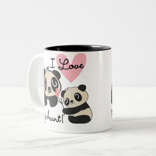 パンダはI私の叔母さんを愛します ツートーンマグカップ (正面左)