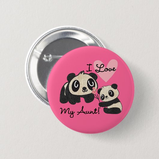 パンダはI私の叔母さんを愛します 缶バッジ (正面&裏面)