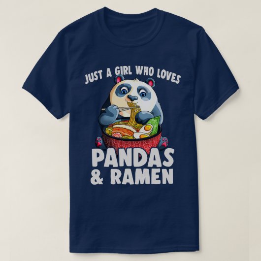 パンダやラーメンを愛する女の子かわいいPAND Tシャツ (デザイン正面)