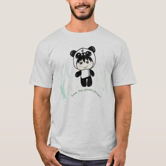 パンダを喜びます救って下さいか。 Tシャツ (正面)