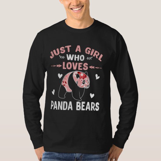 パンダを愛する女の子が動物カッコいいを愛する Tシャツ (正面)