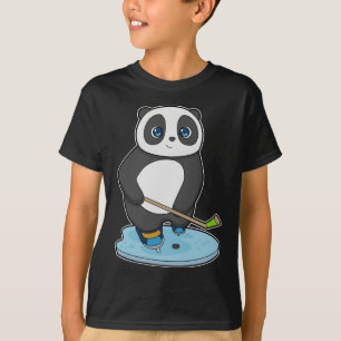 パンダアイスホッケーアイスホッケースティック Tシャツ