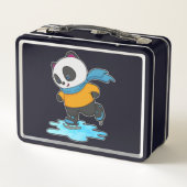 パンダアットアイススケートで滑るとアイススケート&スカーフ メタルランチボックス (裏面)