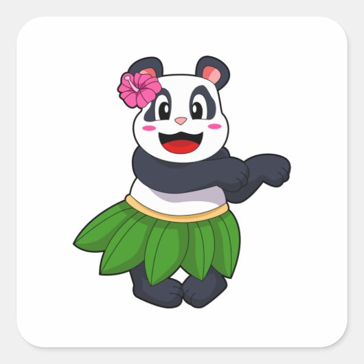 パンダアットバレエダンス スクエアシール (正面)