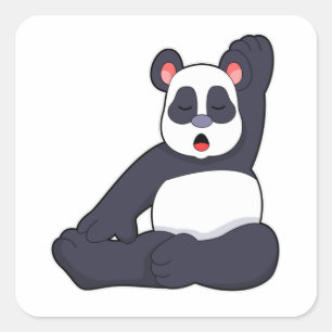 パンダアットヨガストレッチエクササイズ スクエアシール