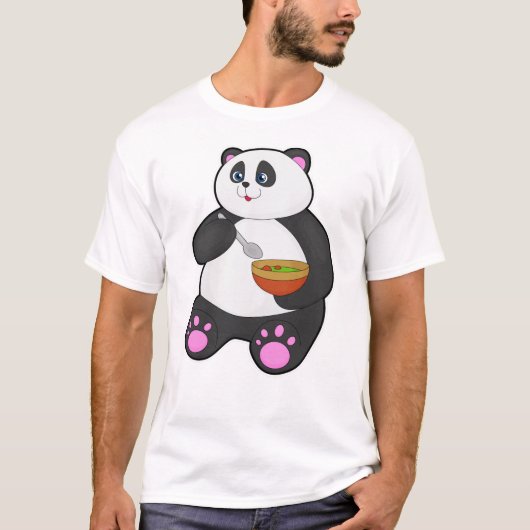 パンダアット食べ物ズスプーン&ボウル Tシャツ (正面)