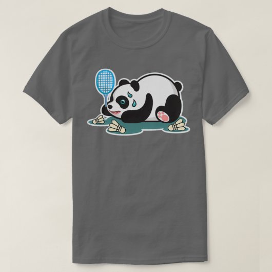 パンダアニマルズバドミントンシュトルコックT Tシャツ (デザイン正面)