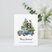 パンダインおもしろいブルーヴィンテージバンクリスマス シーズンポストカード (スタンド正面)