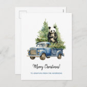 パンダインおもしろいブルーヴィンテージバンクリスマス シーズンポストカード (正面/裏面)