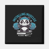 パンダインストール筋肉ウエイトリフター待って マグネット (正面)