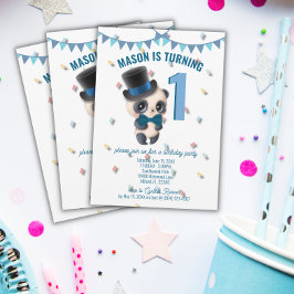 パンダイントップハット – パーソナライズされた誕生日招待状 招待状