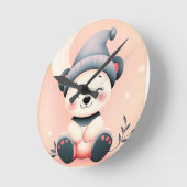 パンダウォールクロックウィズドリーミーナイトデザイン ラウンド壁時計 (傾斜)