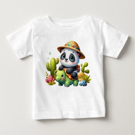 パンダオンサファリベビーアドベンチャーティー ベビーTシャツ (正面)