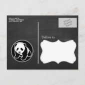 パンダオンブラックアンドホワイト水玉模様 インビテーションポストカード (裏面)