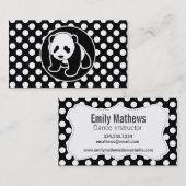 パンダオンブラックアンドホワイト水玉模様 名刺 (正面/裏面)