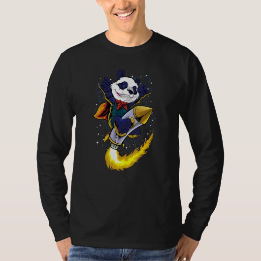 パンダオンロケット宇宙悲しい美学エギー街区 Tシャツ (正面)