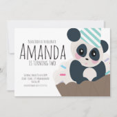 パンダカップケーキスプリンクル誕生日任意の年齢招待 招待状 (正面)