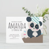 パンダカップケーキスプリンクル誕生日任意の年齢招待 招待状 (スタンド正面)