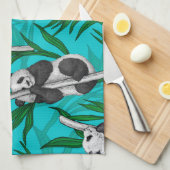パンダカブスオンターコイズ キッチンタオル (四つ折り)