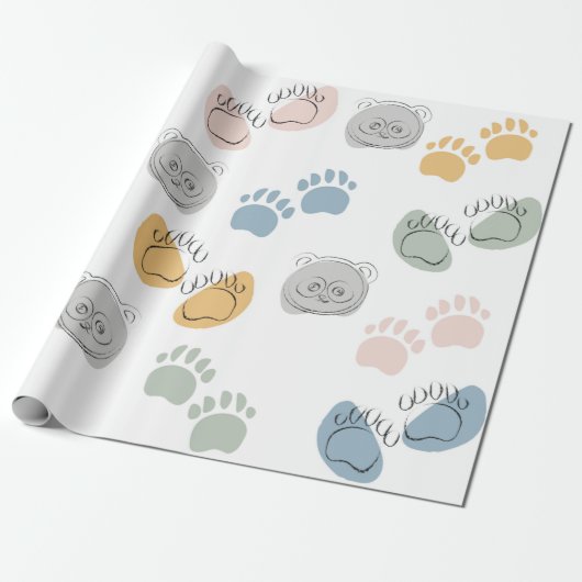 パンダカートゥーンキッズベビーラッピング紙 ラッピングペーパー (アンロールド)