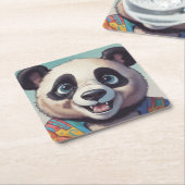 パンダカートゥーンスケッチアート スクエアペーパーコースター (アングル)