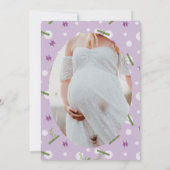 パンダガーリーベア赤ちゃんシャワー淡い色の薄紫写真 招待状 (裏面)