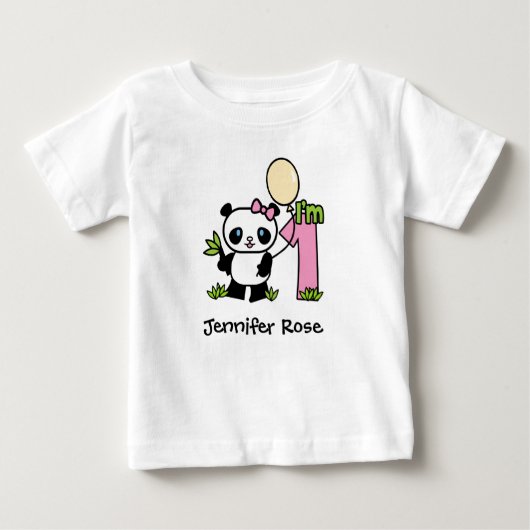 パンダガールファースト誕生日ベビーTシャツ ベビーTシャツ (正面)