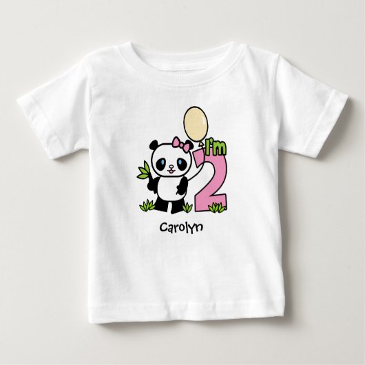 パンダガール2nd誕生日ベビーTシャツ ベビーTシャツ (正面)