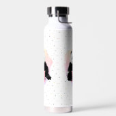 パンダクマ動物モノグラム子供のピンク ウォーターボトル (左面)