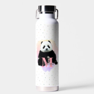 パンダクマ動物モノグラム子供のピンク ウォーターボトル