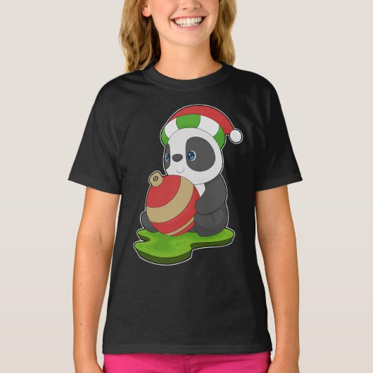 パンダクリスマスクリスマスベル Tシャツ (正面)
