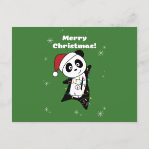 パンダクリスマススノーウィンターアニマルズパンダポストカー ポストカード