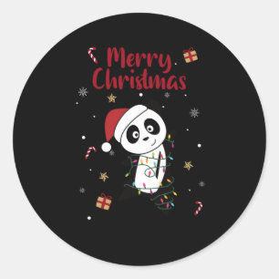 パンダクリスマススノーウィンターアニマルズパンダ ラウンドシール