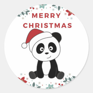 パンダクリスマススノーウィンターアニマルズパンドクラシックス ラウンドシール