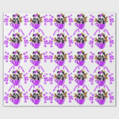 パンダクリスマスパープルラッピング紙 ラッピングペーパー (フラット)