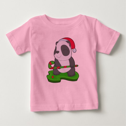 パンダクリスマスホッケー ベビーTシャツ (正面)