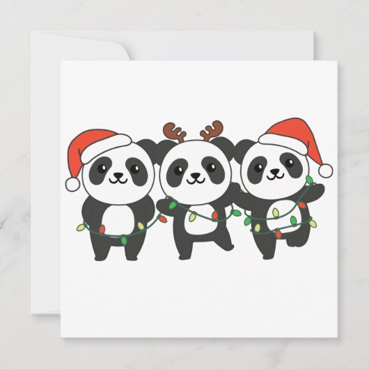 パンダクリスマス クリスマス 動物 かわいいパンダたち ご招待 招待状 (正面)