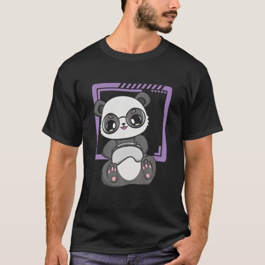 パンダゲーマーアットワークかわいいズベア環境主義者ゾ Tシャツ (正面)
