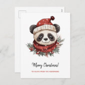 パンダサンタ素朴メリークリスマス シーズンポストカード (正面/裏面)