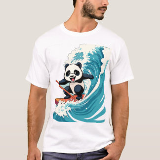 パンダサーフィンa波Tシャツ – おもしろいサーフィンパンダ Tシャツ