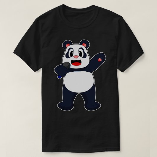 パンダシンガーマイク Tシャツ (デザイン正面)