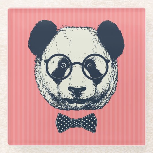 パンダストライプ ガラスコースター (正面)